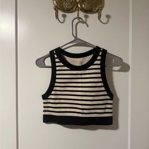 Offline Striped Black and White Sports Bra Top